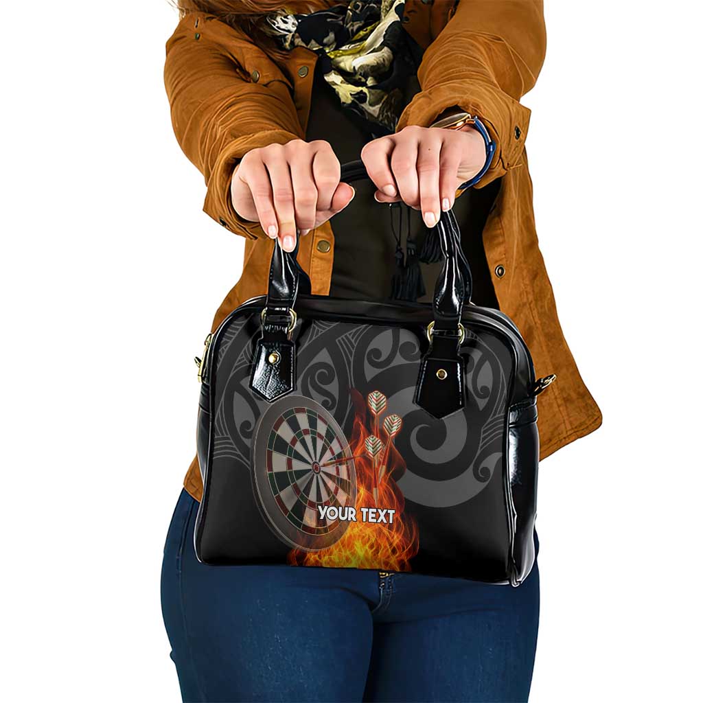 Personalised Aotearoa Darts Shoulder Handbag Maori Koru Flaming Dartboard