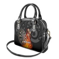 Personalised Aotearoa Darts Shoulder Handbag Maori Koru Flaming Dartboard
