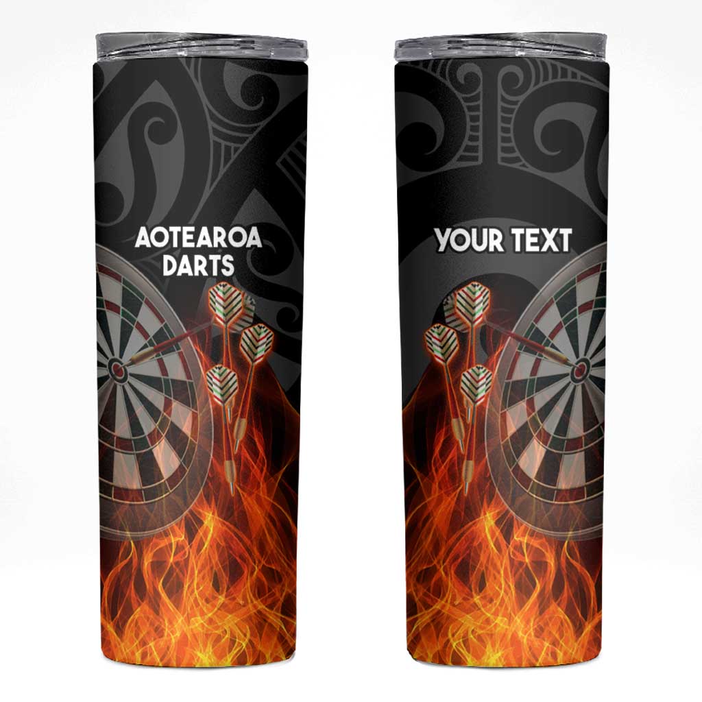 Personalised Aotearoa Darts Skinny Tumbler Maori Koru Flaming Dartboard
