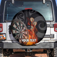 Personalised Aotearoa Darts Spare Tire Cover Maori Koru Flaming Dartboard
