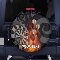 Personalised Aotearoa Darts Spare Tire Cover Maori Koru Flaming Dartboard