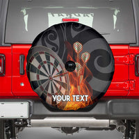 Personalised Aotearoa Darts Spare Tire Cover Maori Koru Flaming Dartboard