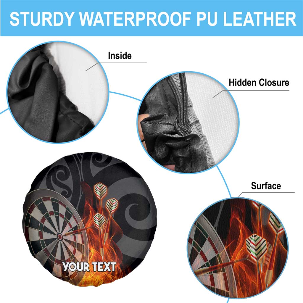 Personalised Aotearoa Darts Spare Tire Cover Maori Koru Flaming Dartboard