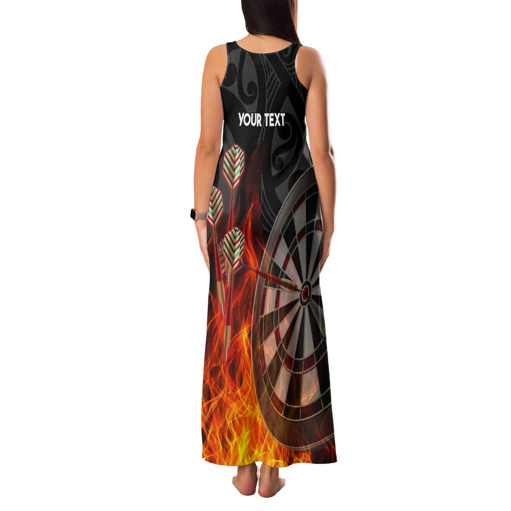 Personalised Aotearoa Darts Tank Maxi Dress Maori Koru Flaming Dartboard