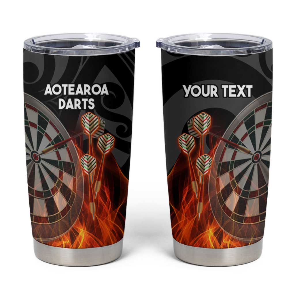 Personalised Aotearoa Darts Tumbler Cup Maori Koru Flaming Dartboard