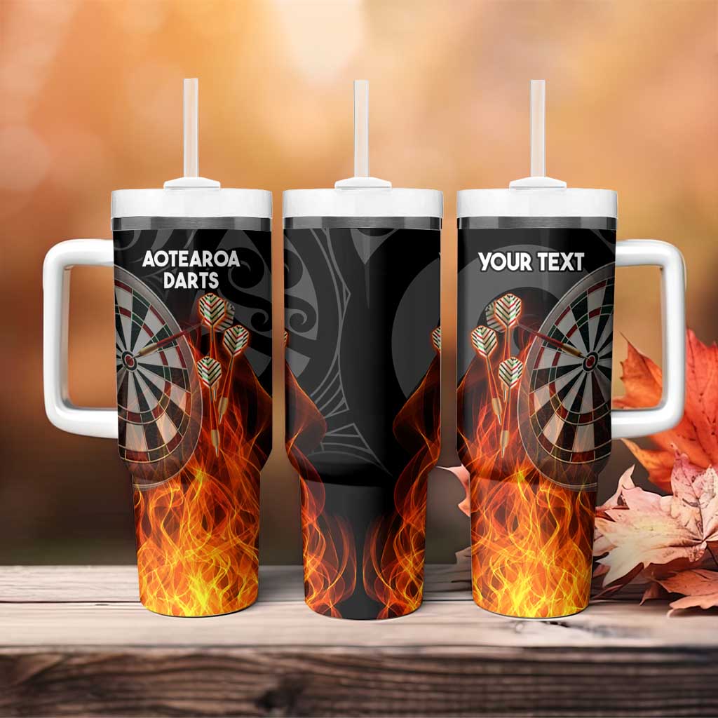 Personalised Aotearoa Darts Tumbler With Handle Maori Koru Flaming Dartboard
