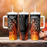 Personalised Aotearoa Darts Tumbler With Handle Maori Koru Flaming Dartboard