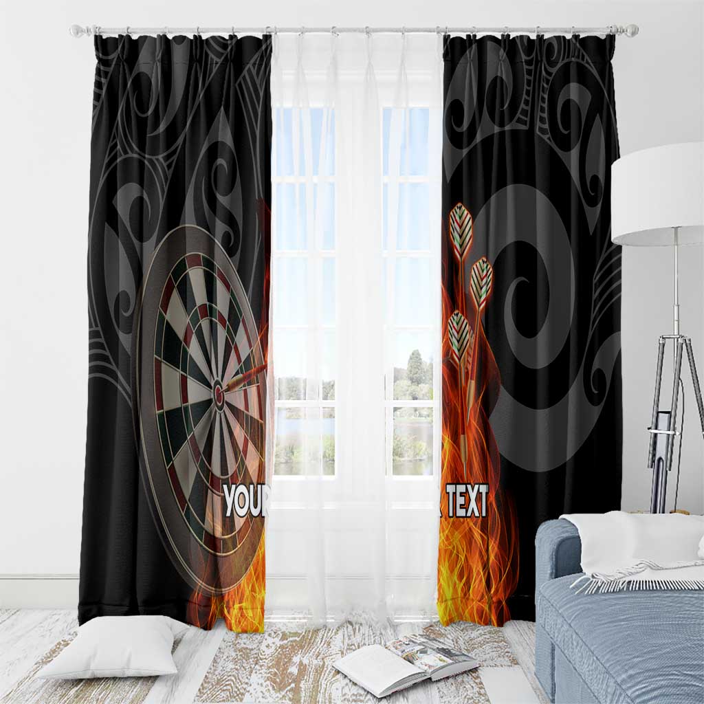 Personalised Aotearoa Darts Window Curtain Maori Koru Flaming Dartboard
