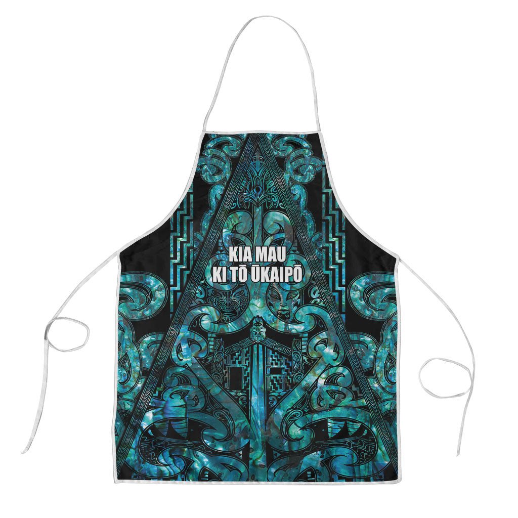 Maori Language Week Apron Kia Mau Ki To Ukaipo Paua Shell Color LT14 Turquoise - Polynesian Pride
