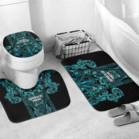 Maori Language Week Bathroom Set Kia Mau Ki To Ukaipo Paua Shell Color LT14 Mat Set Only (3 pcs) One Size Turquoise - Polynesian Pride