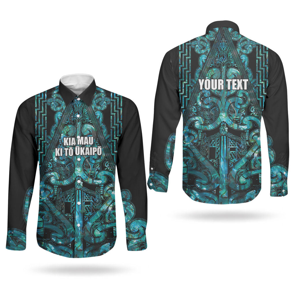 Maori Language Week Personalised Couples Matching Summer Maxi Dress and Long Sleeve Button Shirt Kia Mau Ki To Ukaipo Paua Shell Color LT14 - Polynesian Pride
