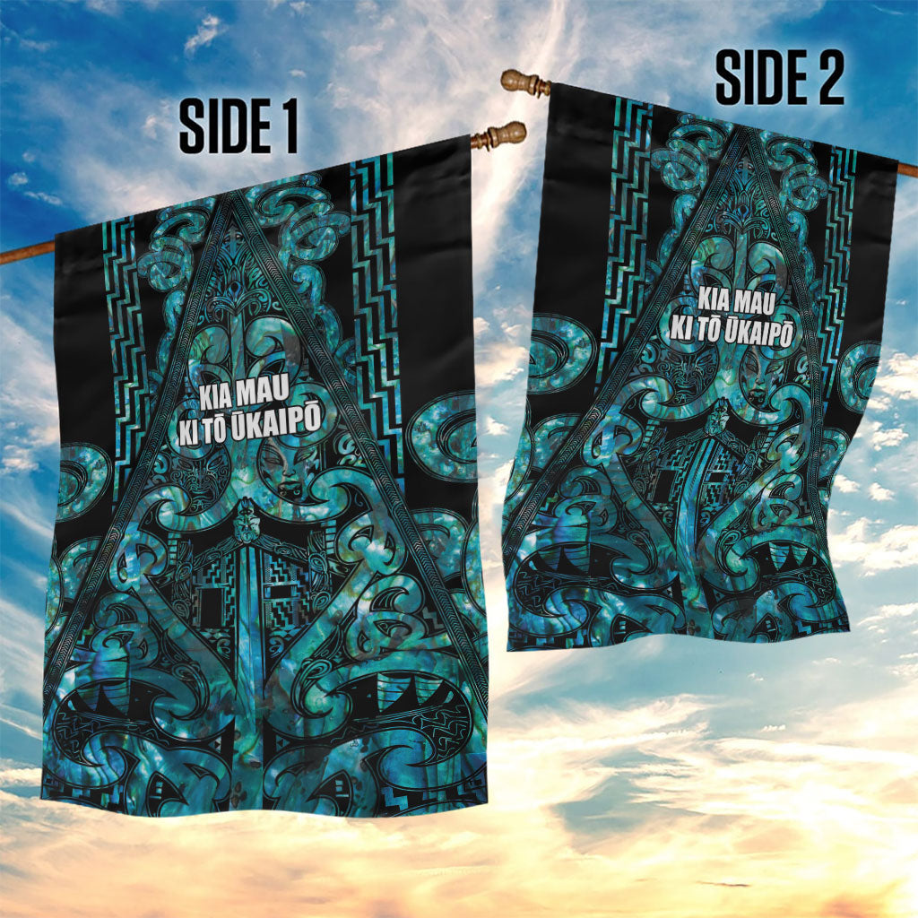 Maori Language Week Garden Flag Kia Mau Ki To Ukaipo Paua Shell Color LT14 - Polynesian Pride