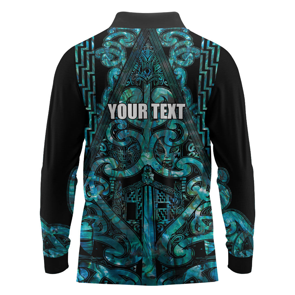 Maori Language Week Personalised Long Sleeve Polo Shirt Kia Mau Ki To Ukaipo Paua Shell Color LT14 - Polynesian Pride