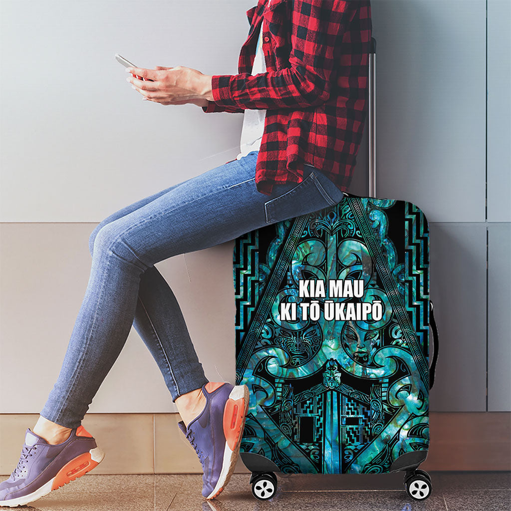 Maori Language Week Luggage Cover Kia Mau Ki To Ukaipo Paua Shell Color LT14 - Polynesian Pride