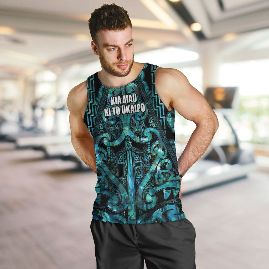 Maori Language Week Personalised Men Tank Top Kia Mau Ki To Ukaipo Paua Shell Color LT14 Turquoise - Polynesian Pride