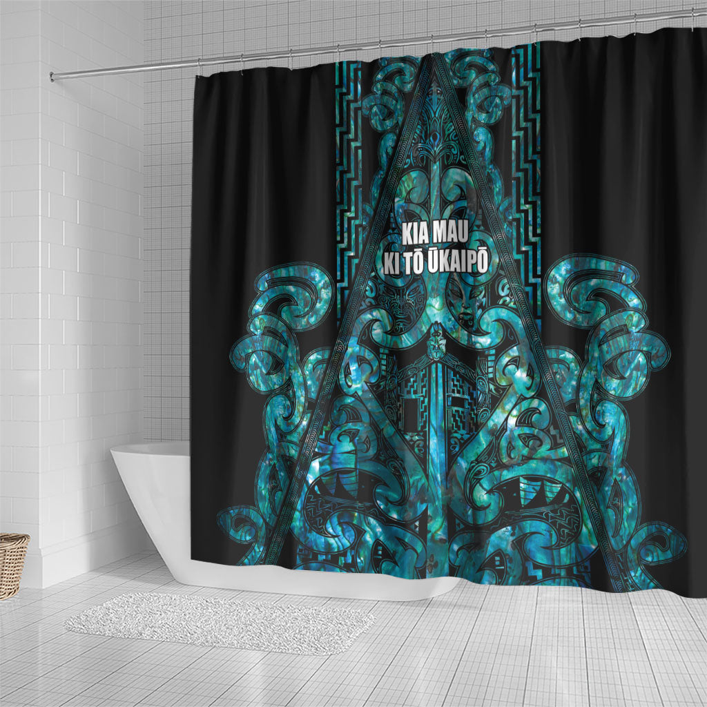 Maori Language Week Shower Curtain Kia Mau Ki To Ukaipo Paua Shell Color LT14 - Polynesian Pride