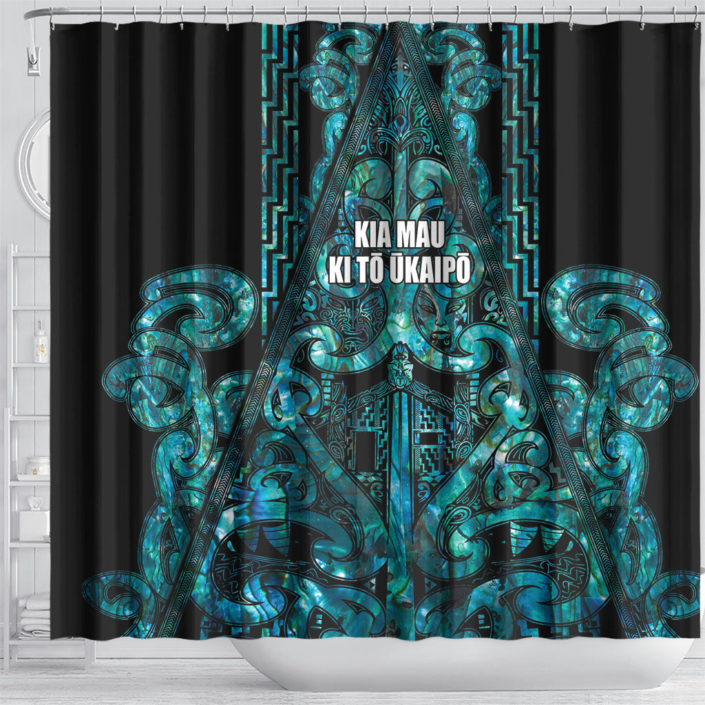 Maori Language Week Shower Curtain Kia Mau Ki To Ukaipo Paua Shell Color LT14 - Polynesian Pride