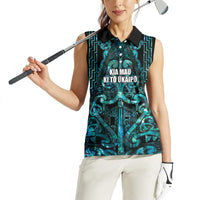 Maori Language Week Personalised Women Sleeveless Polo Shirt Kia Mau Ki To Ukaipo Paua Shell Color LT14 - Polynesian Pride