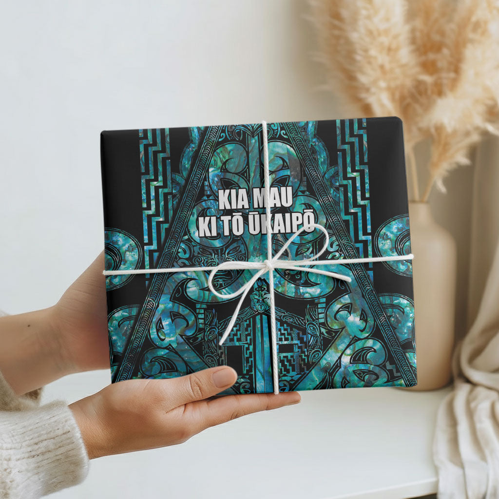 Maori Language Week Wrapping Paper Kia Mau Ki To Ukaipo Paua Shell Color LT14 - Polynesian Pride