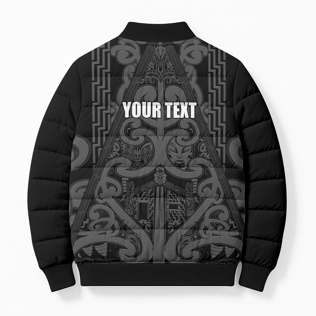 Maori Language Week Personalised Bomber Puffer Jacket Kia Mau Ki To Ukaipo Grey Color LT14 - Polynesian Pride