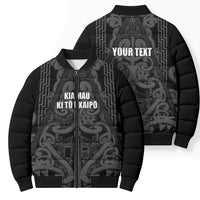 Maori Language Week Personalised Bomber Puffer Jacket Kia Mau Ki To Ukaipo Grey Color LT14 - Polynesian Pride