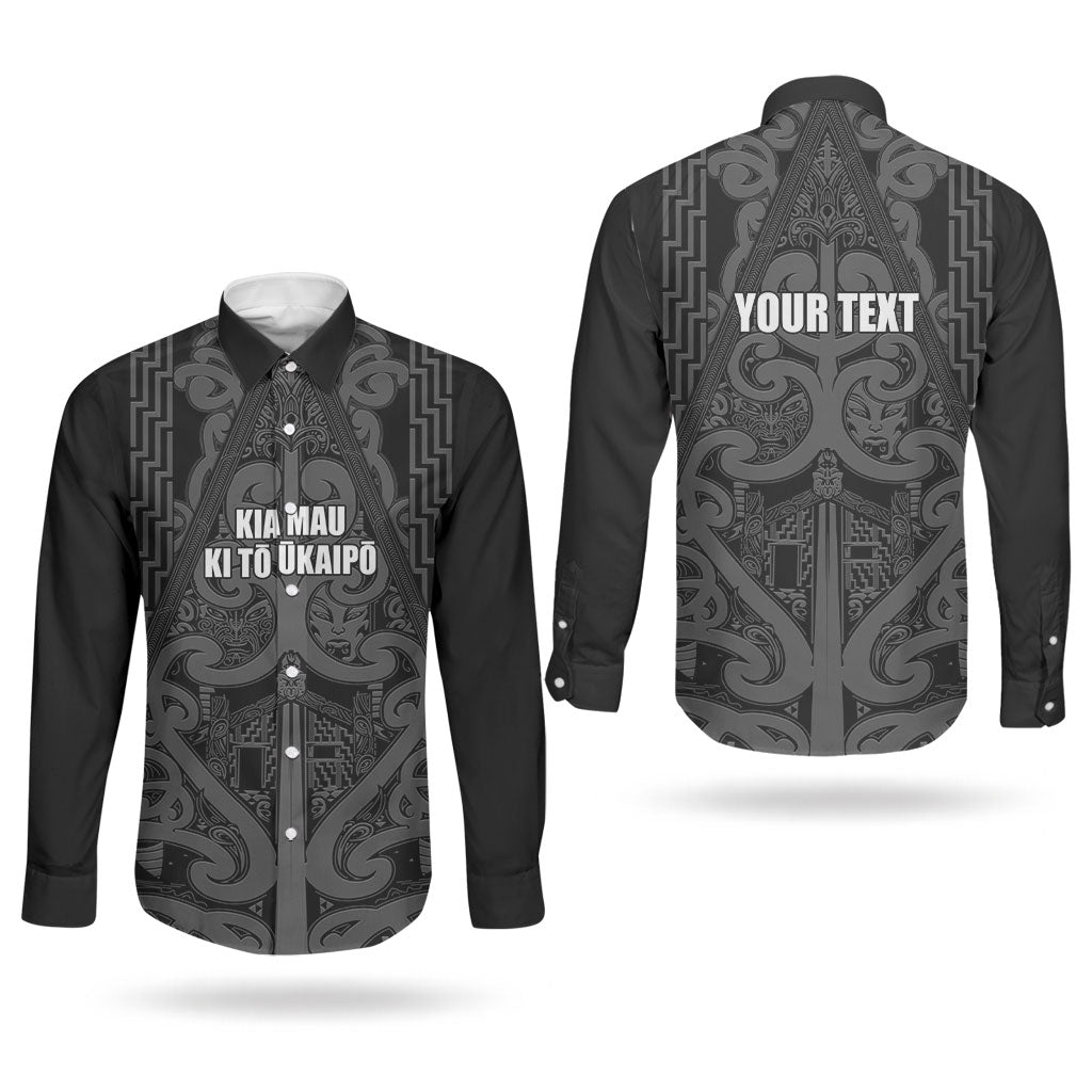 Maori Language Week Personalised Couples Matching Summer Maxi Dress and Long Sleeve Button Shirt Kia Mau Ki To Ukaipo Grey Color LT14 - Polynesian Pride