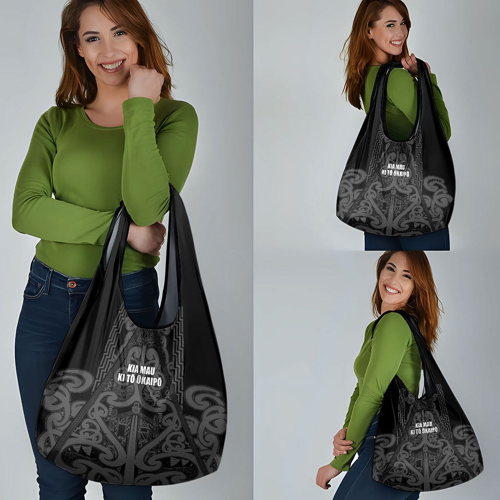 Maori Language Week Grocery Bag Kia Mau Ki To Ukaipo Grey Color LT14 - Polynesian Pride
