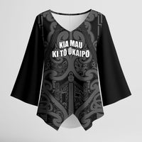 Maori Language Week Personalised Kimono Sleeve Blouse Kia Mau Ki To Ukaipo Grey Color LT14 Female Grey - Polynesian Pride