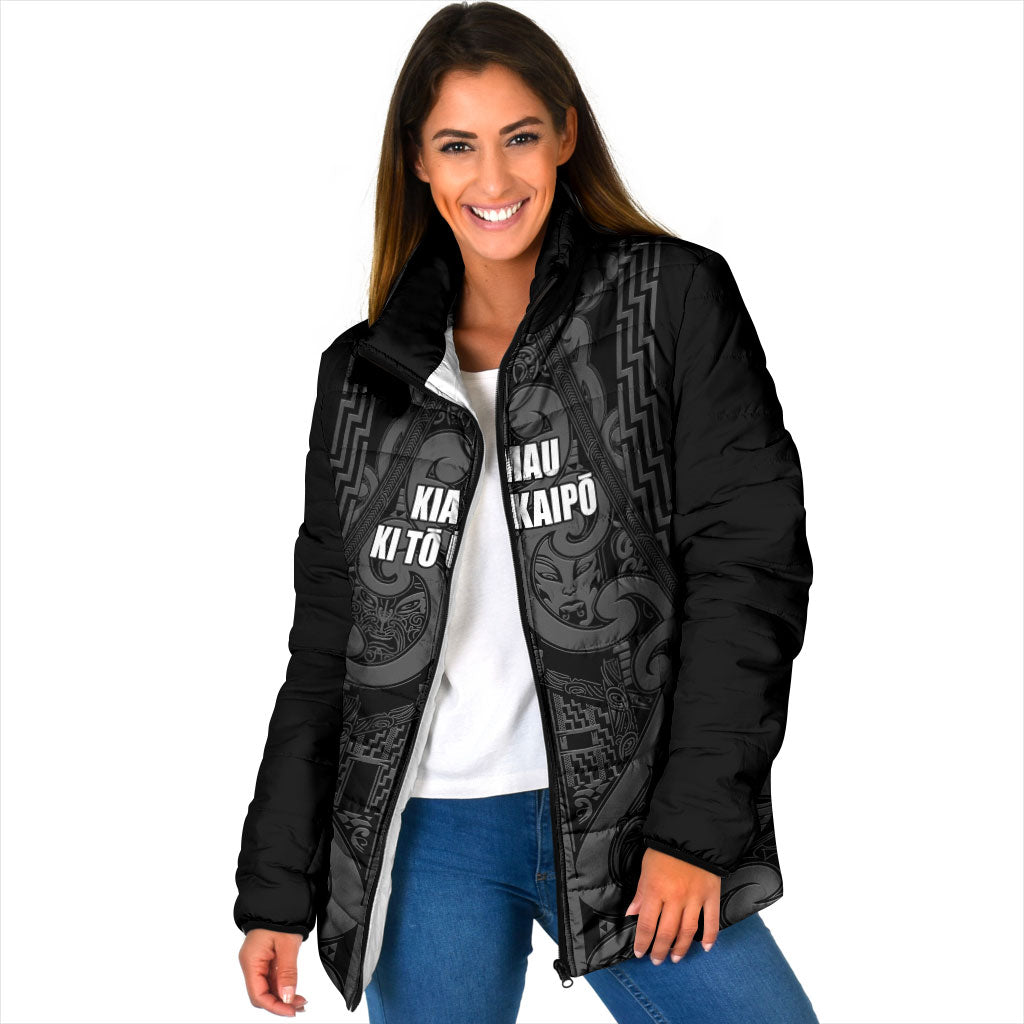 Maori Language Week Personalised Padded Jacket Kia Mau Ki To Ukaipo Grey Color LT14 Women Grey - Polynesian Pride