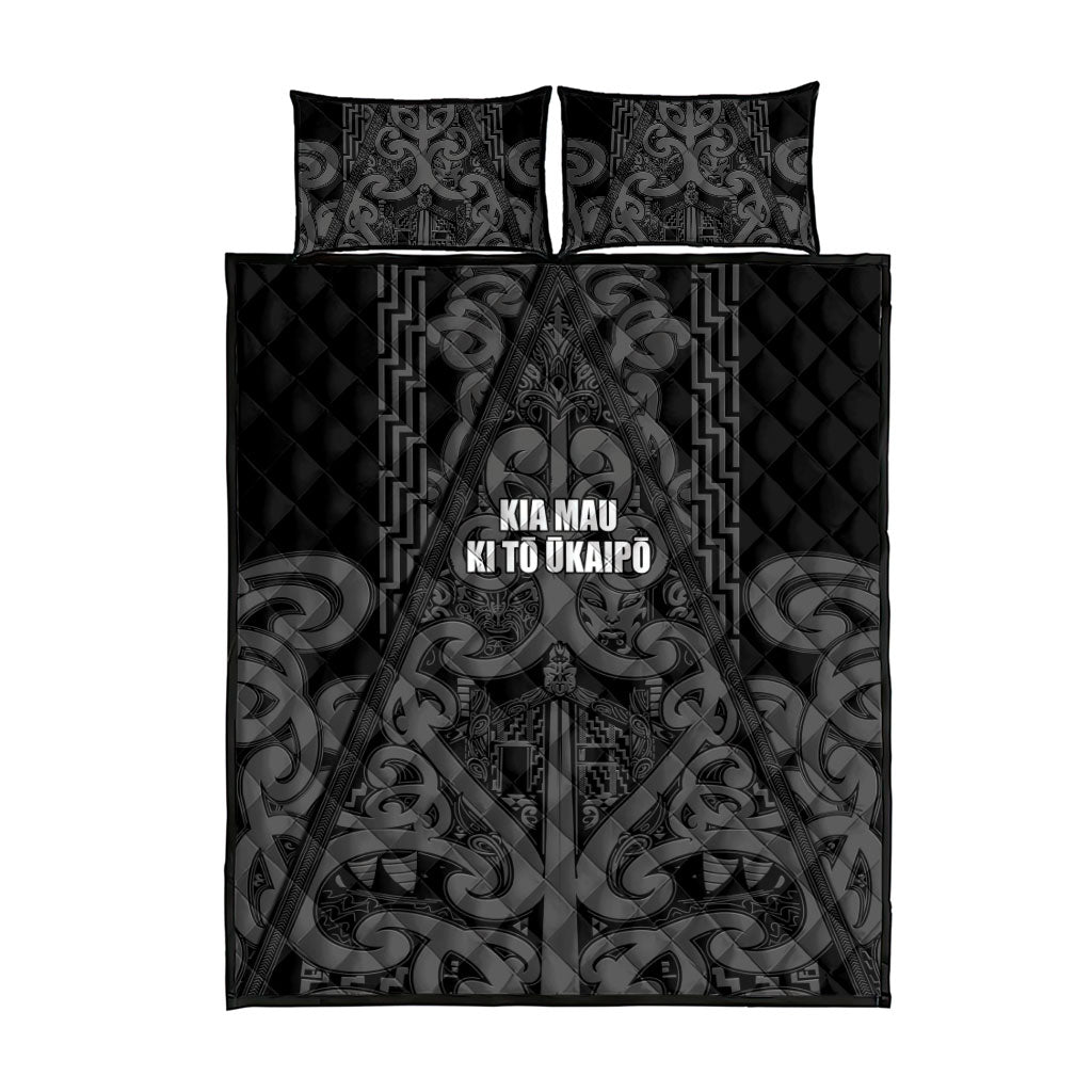 Maori Language Week Quilt Bed Set Kia Mau Ki To Ukaipo Grey Color LT14 - Polynesian Pride