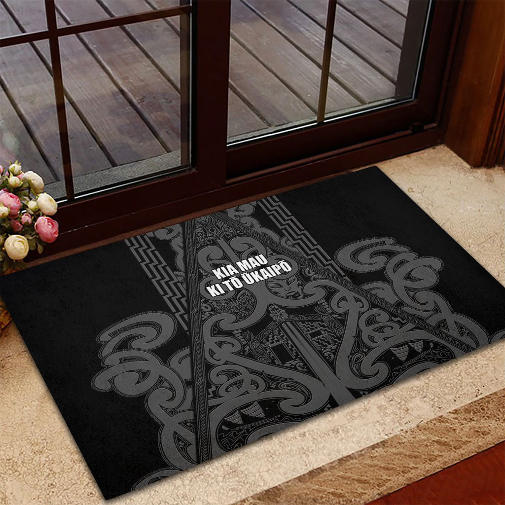 Maori Language Week Rubber Doormat Kia Mau Ki To Ukaipo Grey Color LT14 - Polynesian Pride