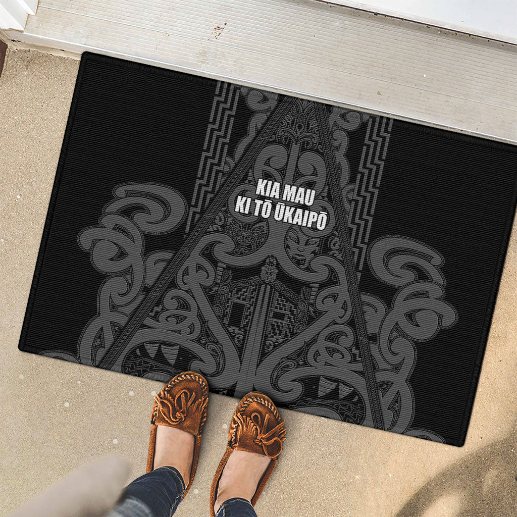 Maori Language Week Rubber Doormat Kia Mau Ki To Ukaipo Grey Color LT14 - Polynesian Pride