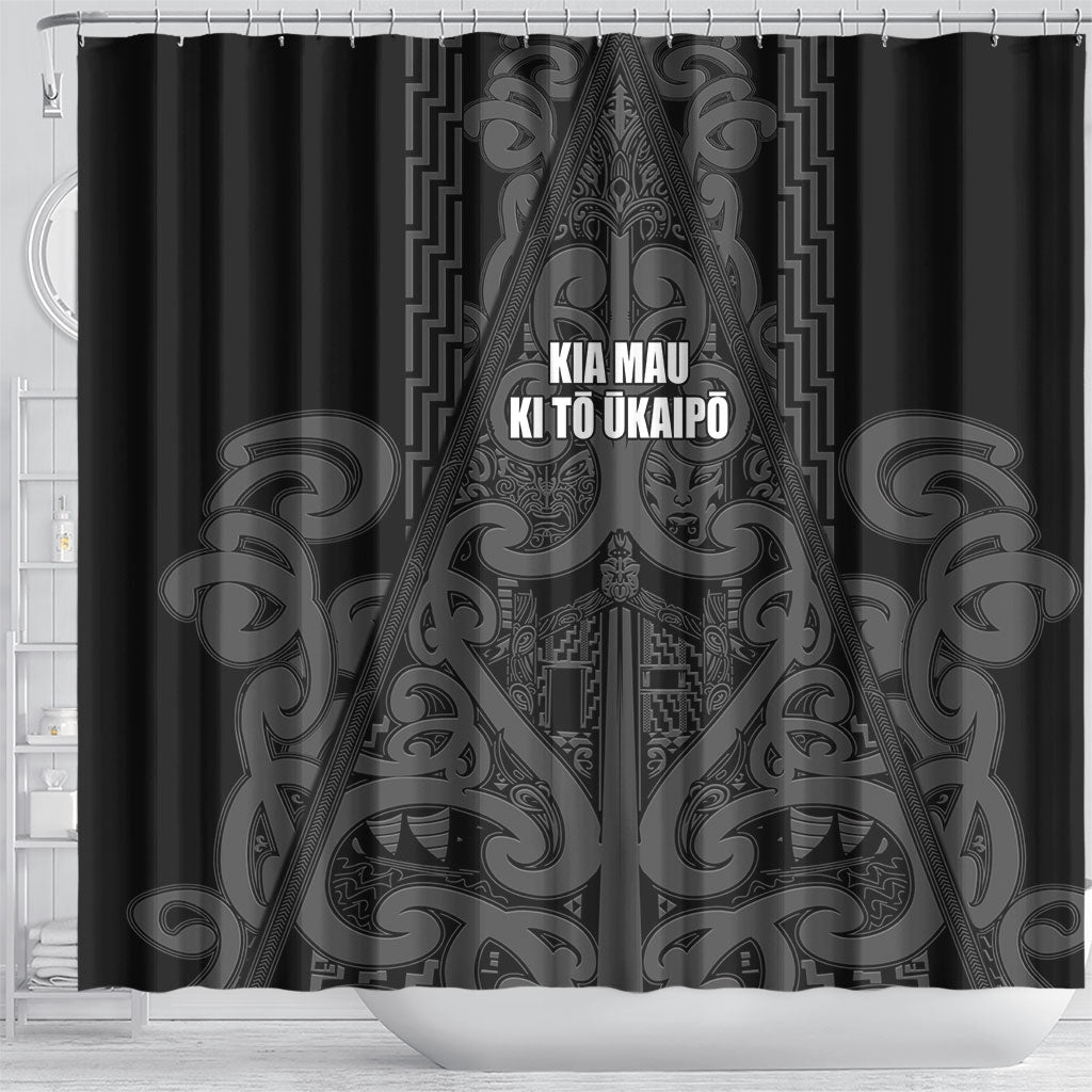 Maori Language Week Shower Curtain Kia Mau Ki To Ukaipo Grey Color LT14 - Polynesian Pride