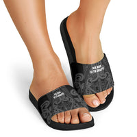 Maori Language Week Slide Sandals Kia Mau Ki To Ukaipo Grey Color LT14 - Polynesian Pride
