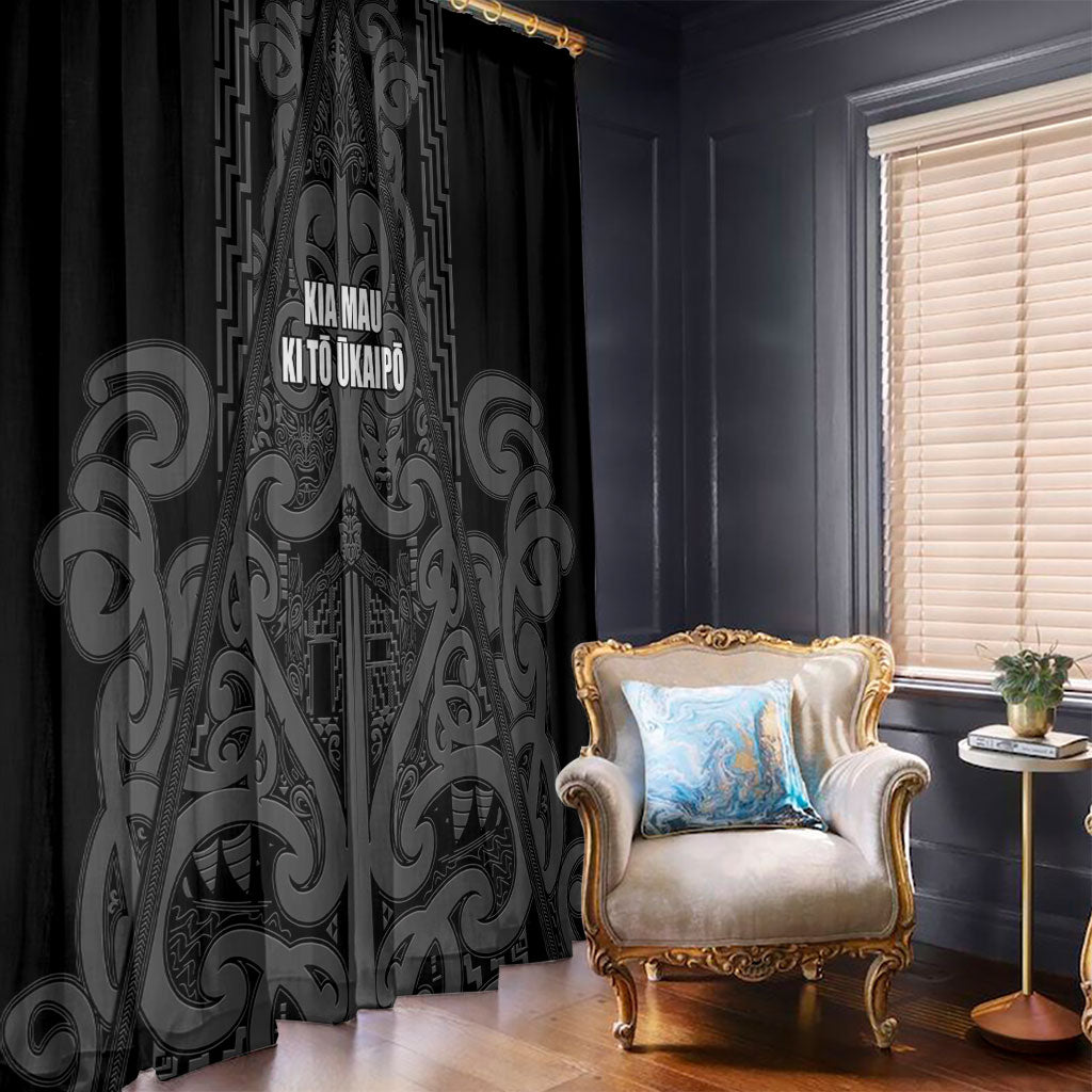 Maori Language Week Window Curtain Kia Mau Ki To Ukaipo Grey Color LT14 - Polynesian Pride