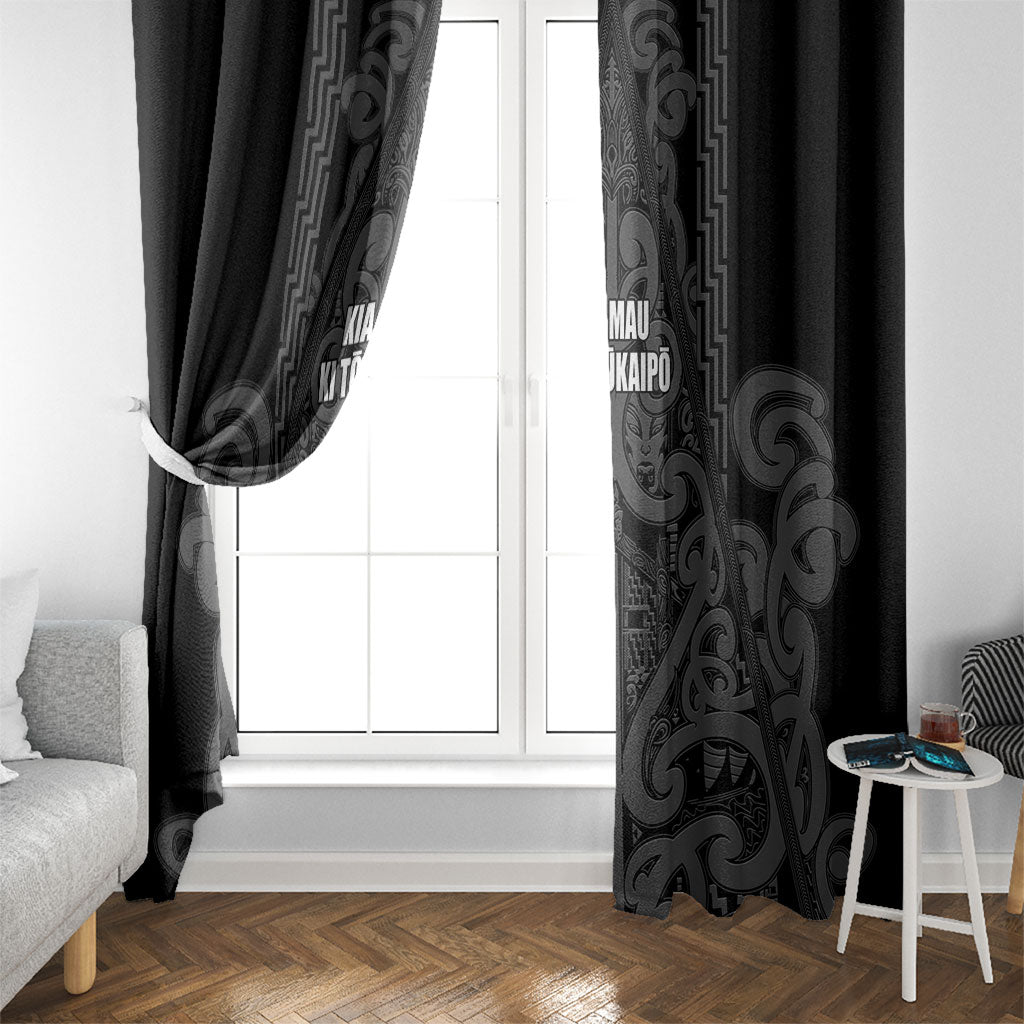 Maori Language Week Window Curtain Kia Mau Ki To Ukaipo Grey Color LT14 - Polynesian Pride