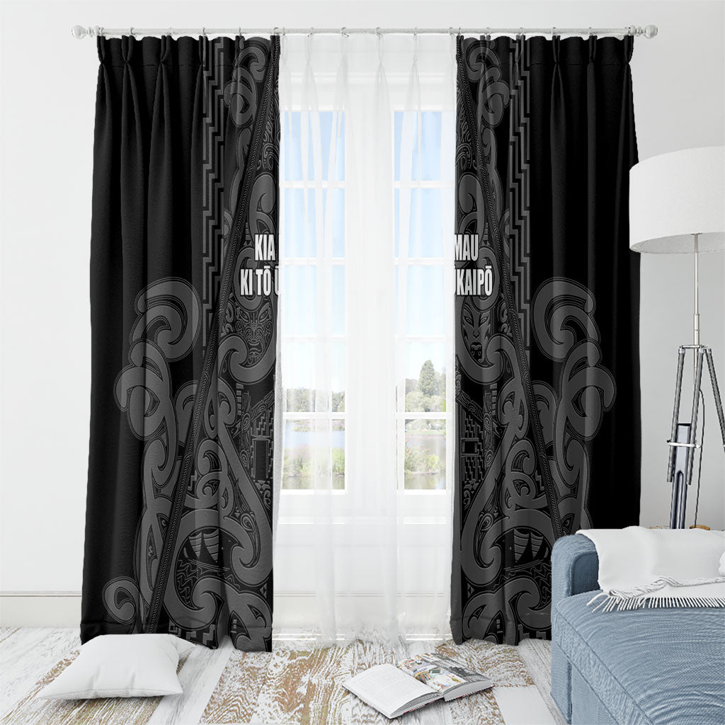 Maori Language Week Window Curtain Kia Mau Ki To Ukaipo Grey Color LT14 - Polynesian Pride