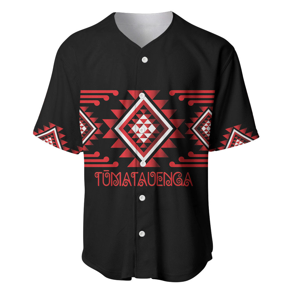 Aotearoa Atua Tumatauenga Personalised Baseball Jersey Maori God Of War Taniko Motifs LT14 Red - Polynesian Pride