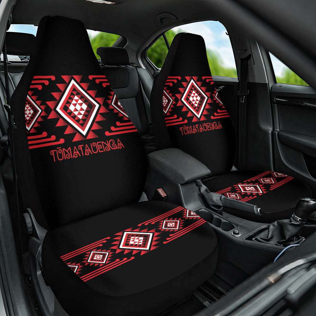 Aotearoa Atua Tumatauenga Car Seat Cover Maori God Of War Taniko Motifs LT14 One Size Red - Polynesian Pride