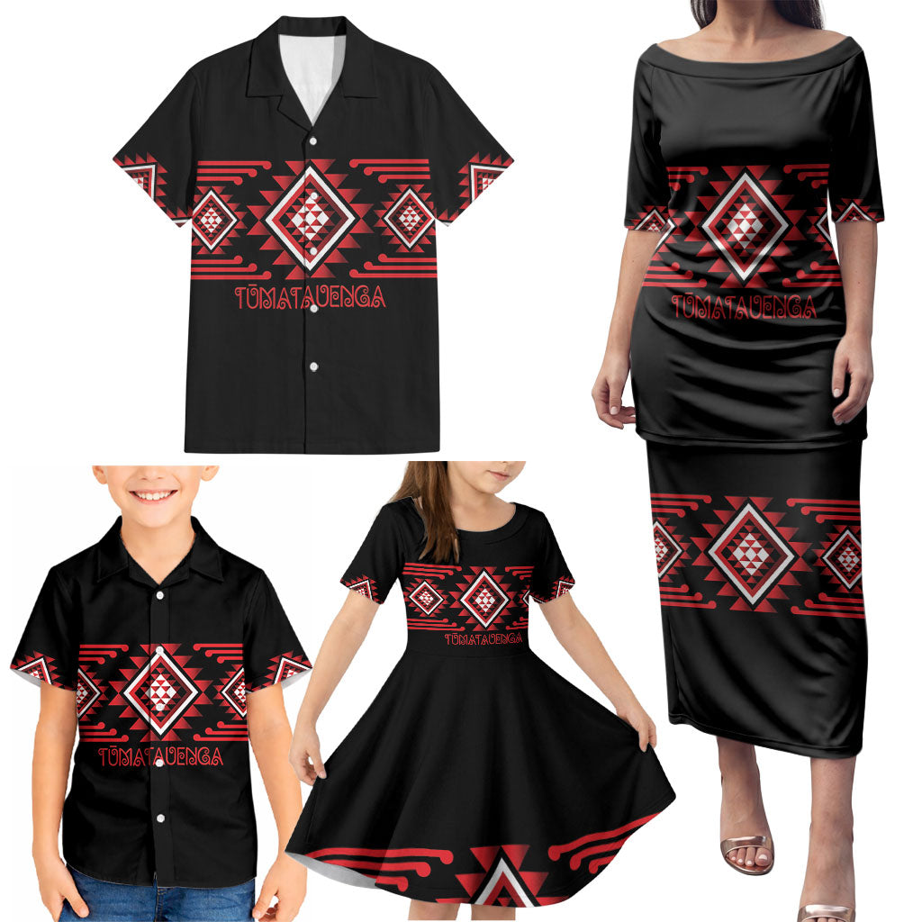 Aotearoa Atua Tumatauenga Personalised Family Matching Puletasi and Hawaiian Shirt Maori God Of War Taniko Motifs LT14 - Polynesian Pride