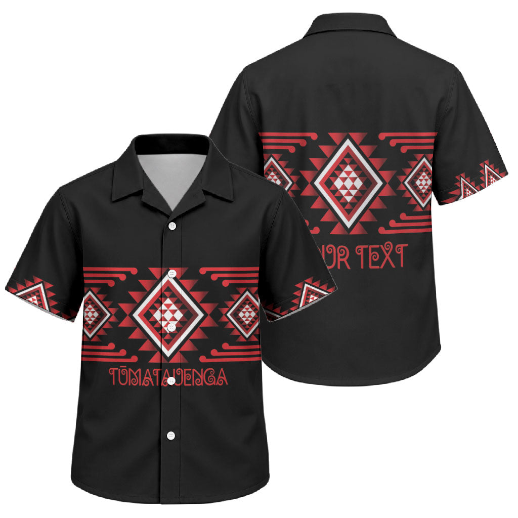 Aotearoa Atua Tumatauenga Personalised Family Matching Short Sleeve Bodycon Dress and Hawaiian Shirt Maori God Of War Taniko Motifs LT14 Son's Shirt Red - Polynesian Pride