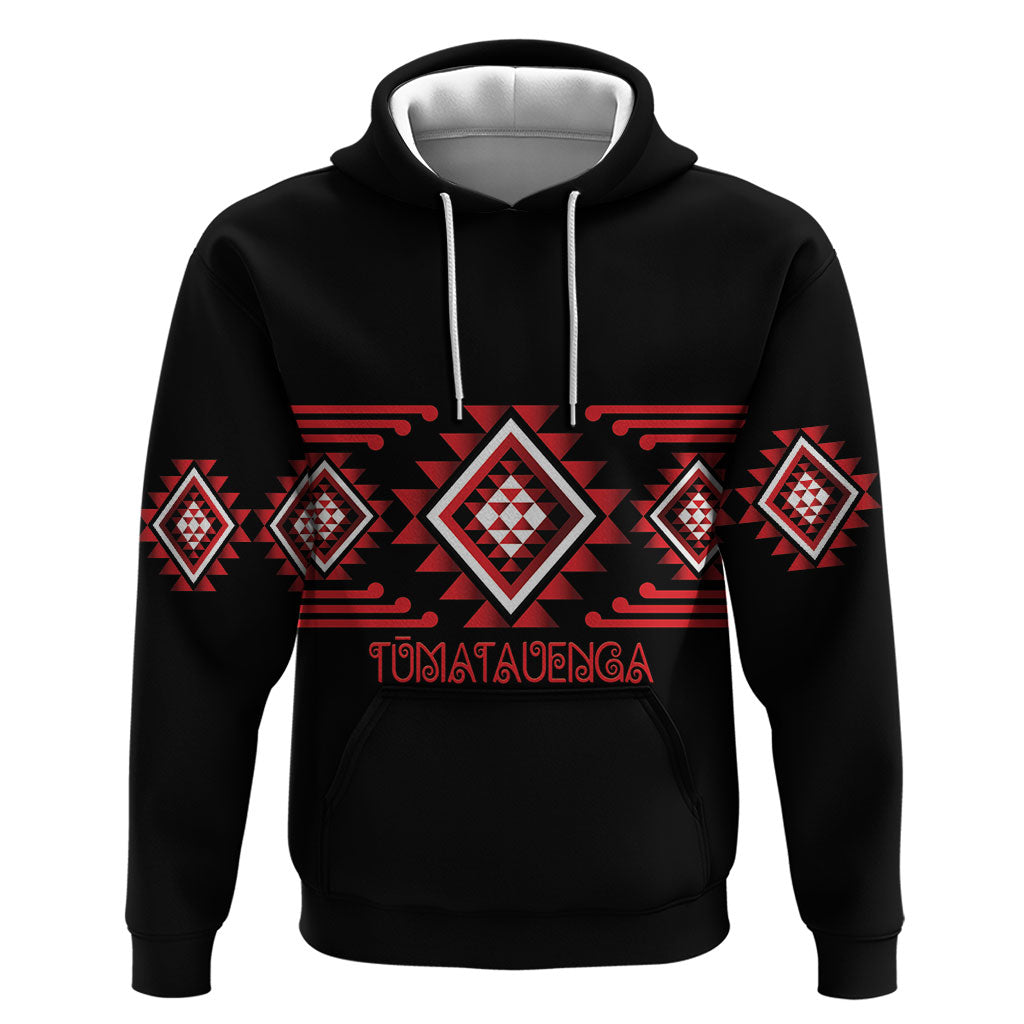 Aotearoa Atua Tumatauenga Personalised Hoodie Maori God Of War Taniko Motifs LT14 Pullover Hoodie Red - Polynesian Pride