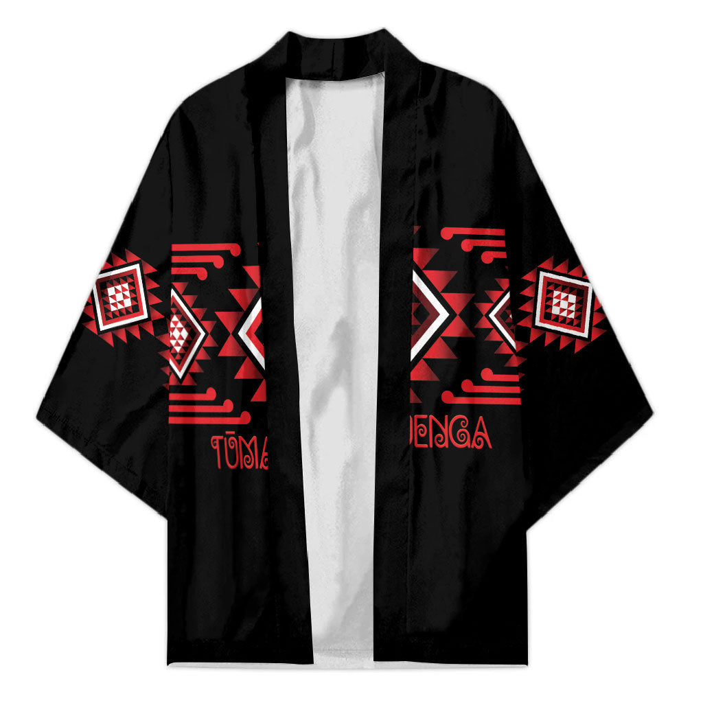 Aotearoa Atua Tumatauenga Personalised Kimono Maori God Of War Taniko Motifs LT14 Unisex Red - Polynesian Pride