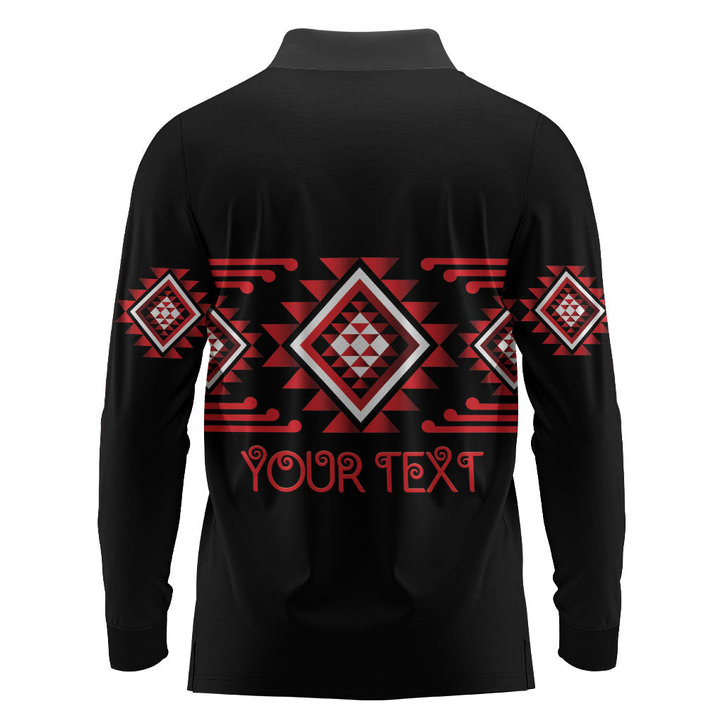Aotearoa Atua Tumatauenga Personalised Long Sleeve Polo Shirt Maori God Of War Taniko Motifs LT14 - Polynesian Pride