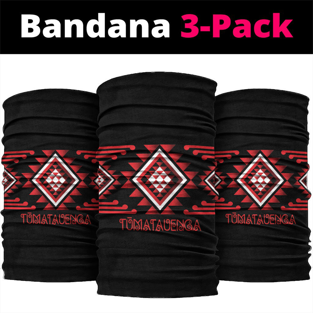 Aotearoa Atua Tumatauenga Neck Gaiter Maori God Of War Taniko Motifs LT14 package One Size: 25*50cm Red - Polynesian Pride