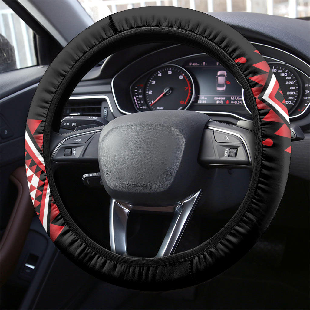 Aotearoa Atua Tumatauenga Steering Wheel Cover Maori God Of War Taniko Motifs LT14 - Polynesian Pride