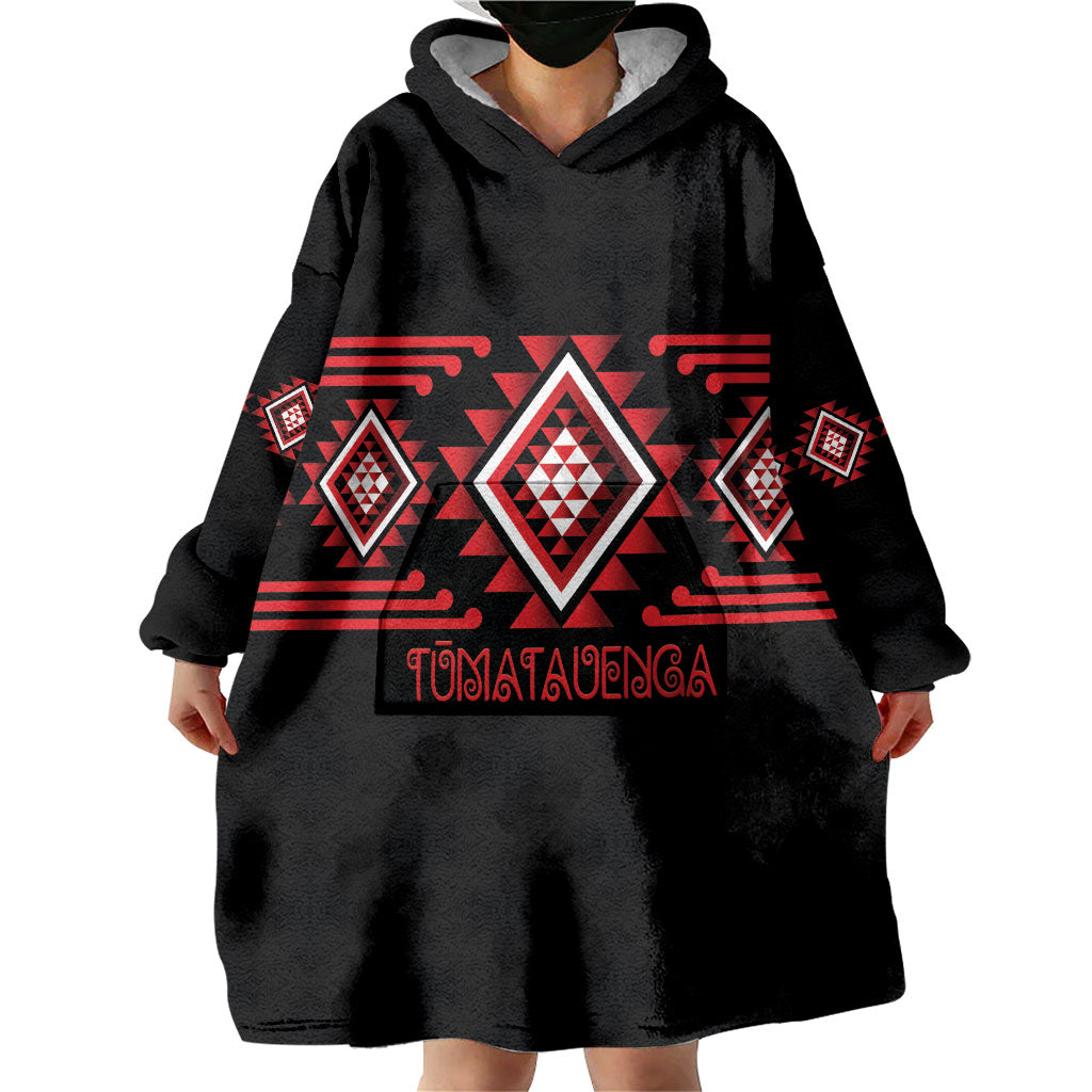 Aotearoa Atua Tumatauenga Personalised Wearable Blanket Hoodie Maori God Of War Taniko Motifs LT14 - Polynesian Pride