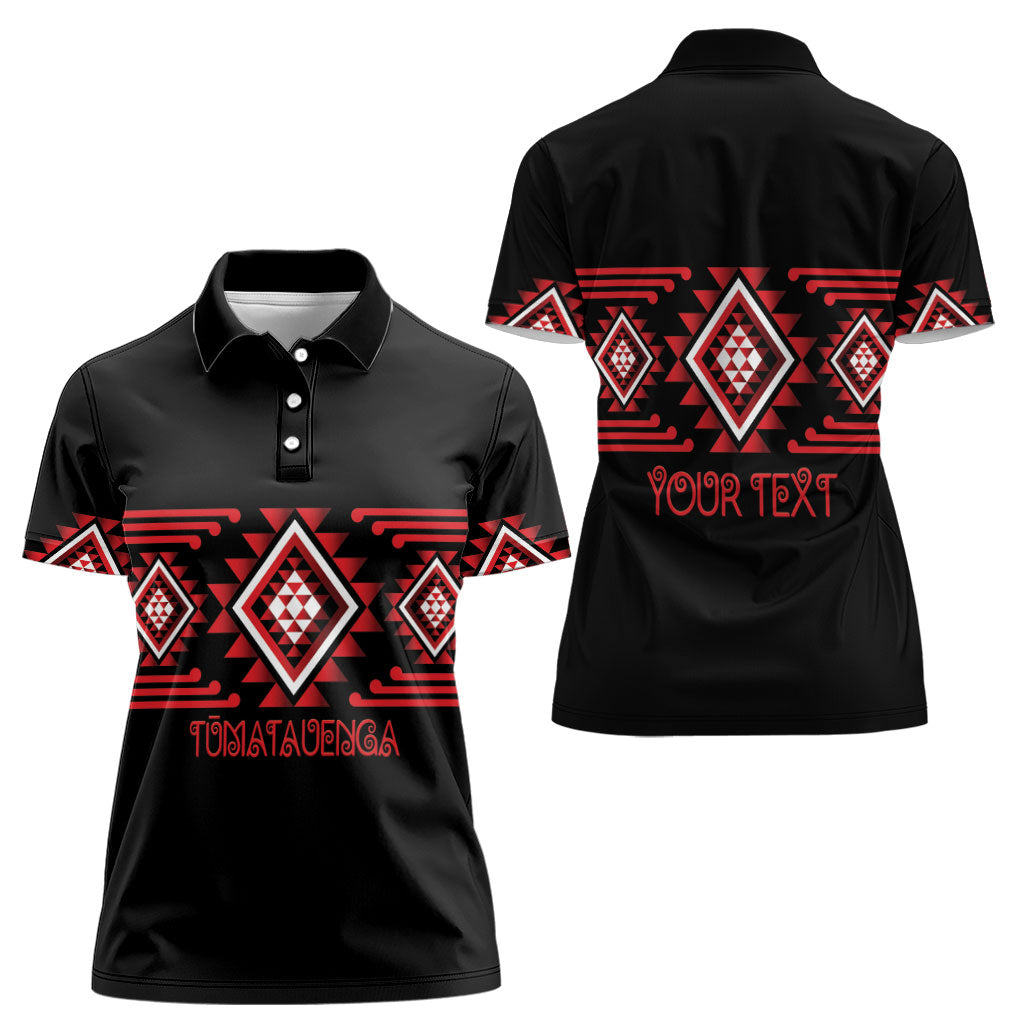Aotearoa Atua Tumatauenga Personalised Women Polo Shirt Maori God Of War Taniko Motifs LT14 - Polynesian Pride