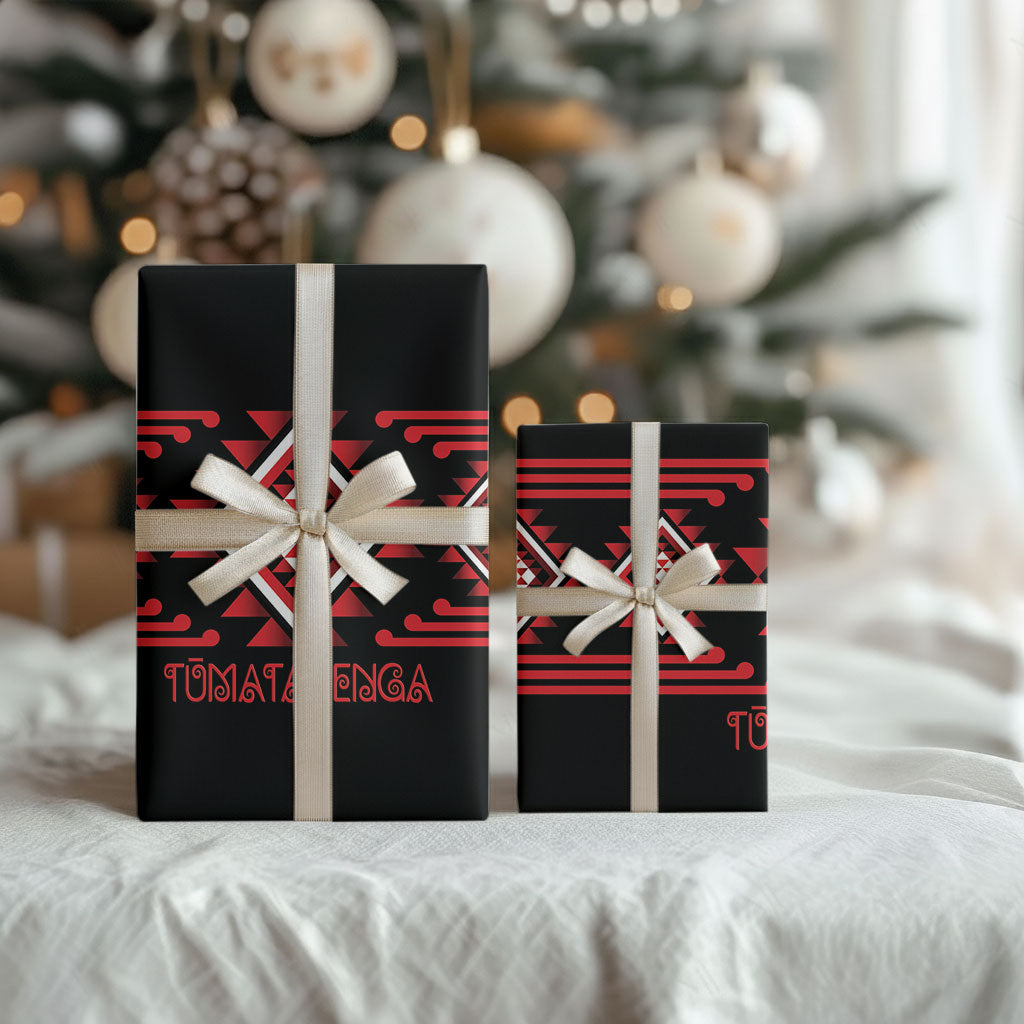 Aotearoa Atua Tumatauenga Wrapping Paper Maori God Of War Taniko Motifs LT14 - Polynesian Pride