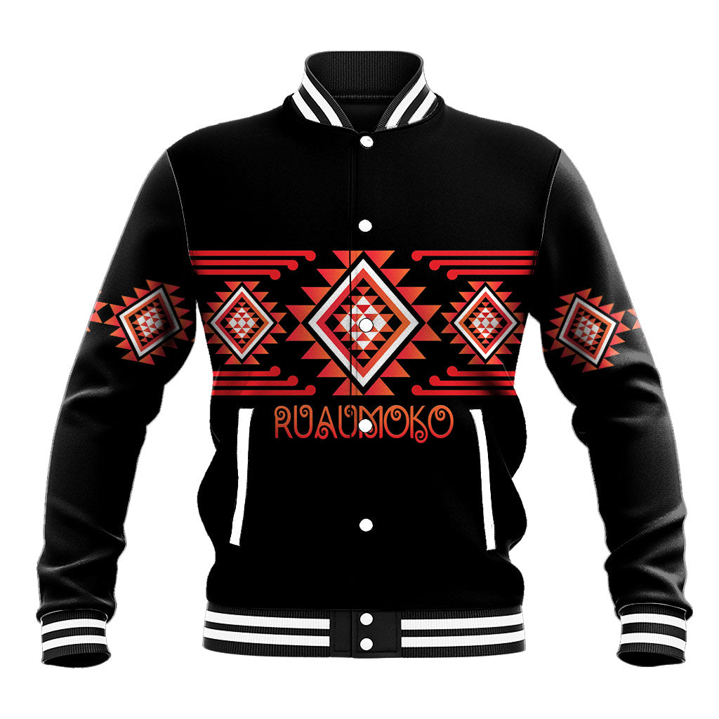 Aotearoa Atua Ruaumoko Personalised Baseball Jacket Maori Powerful God Taniko Motifs LT14 Unisex Orange - Polynesian Pride